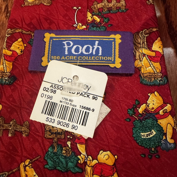 Vintage Disney Pooh 100 Acre Collection Silk Tie JCPenney 1998 Tigger New NOS - Picture 7 of 10